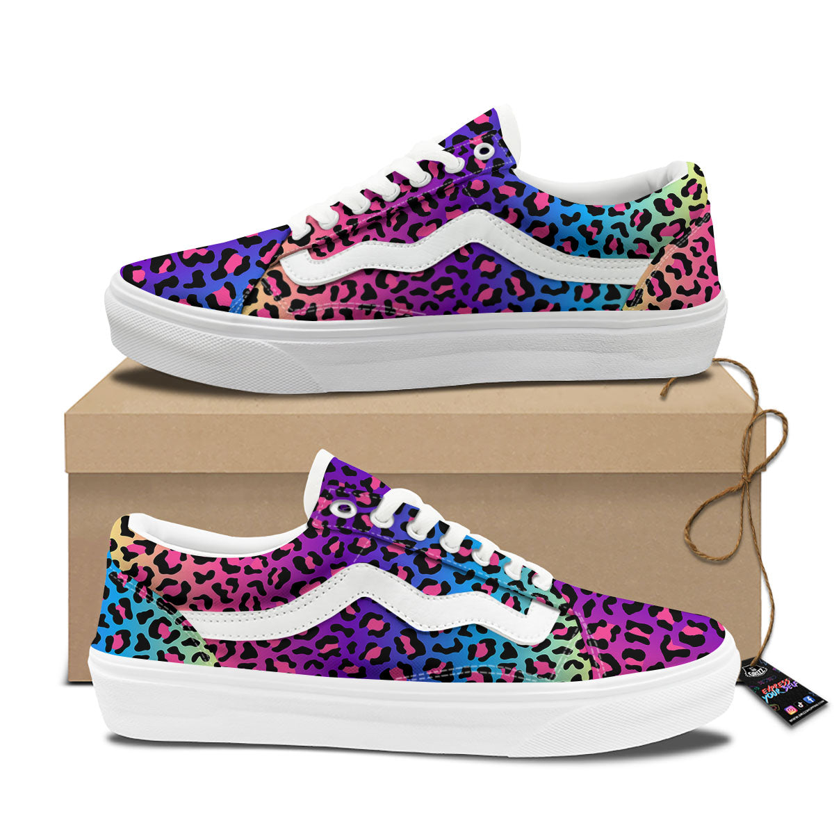 Leopard Rainbow Print Skate Shoes-grizzshop