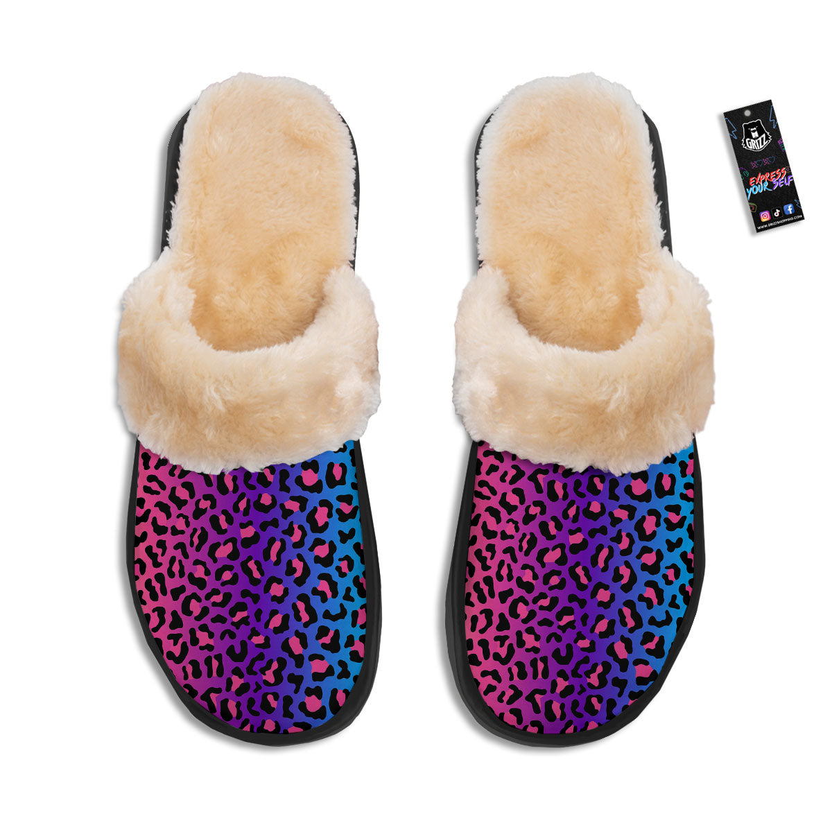 Leopard Rainbow Print Slippers-grizzshop