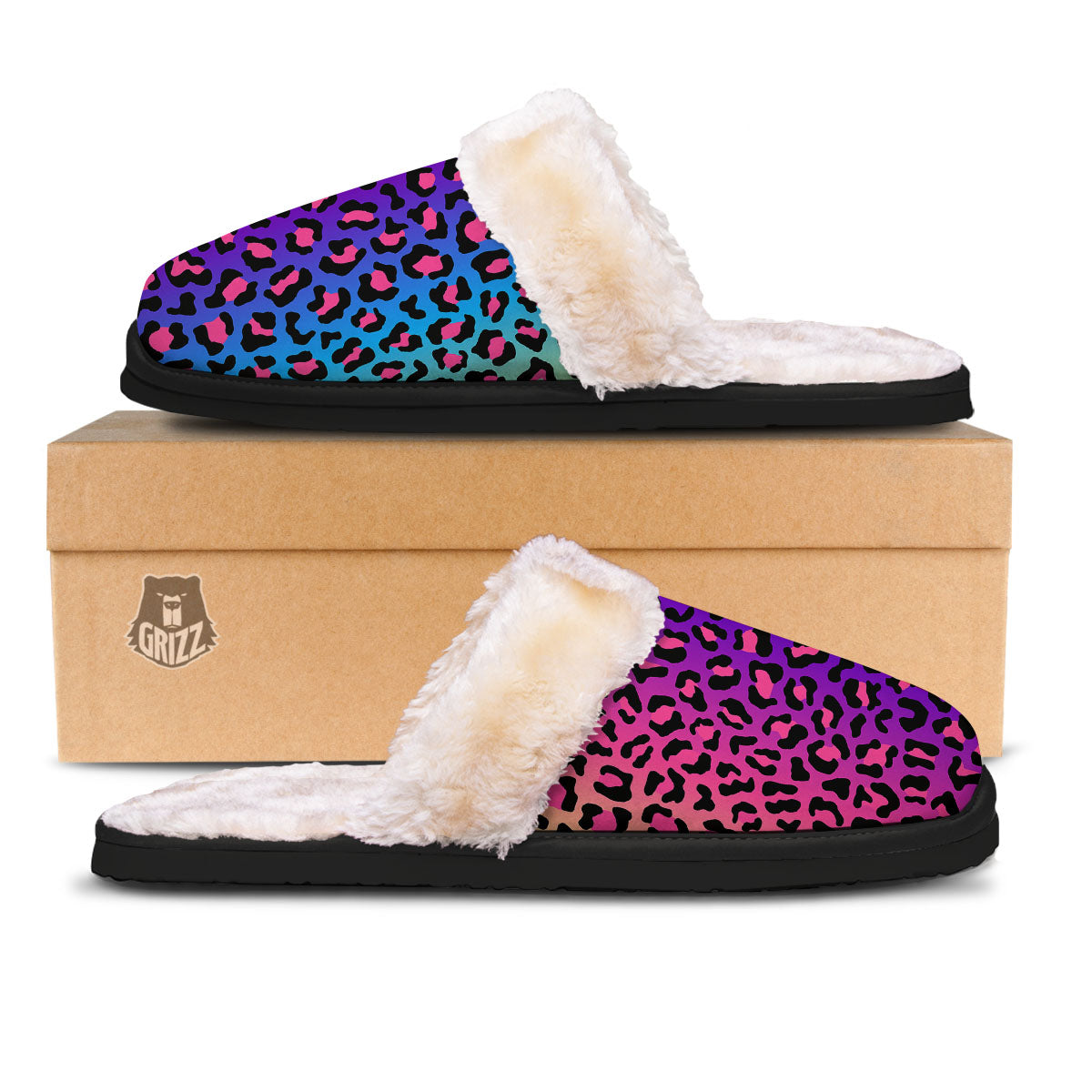 Leopard Rainbow Print Slippers-grizzshop