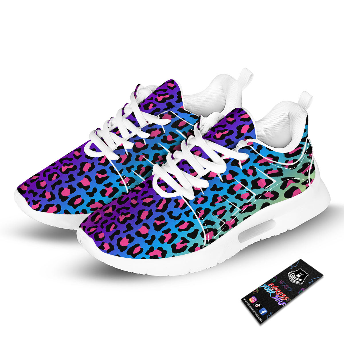 Leopard Rainbow Print Tennis Shoes-grizzshop