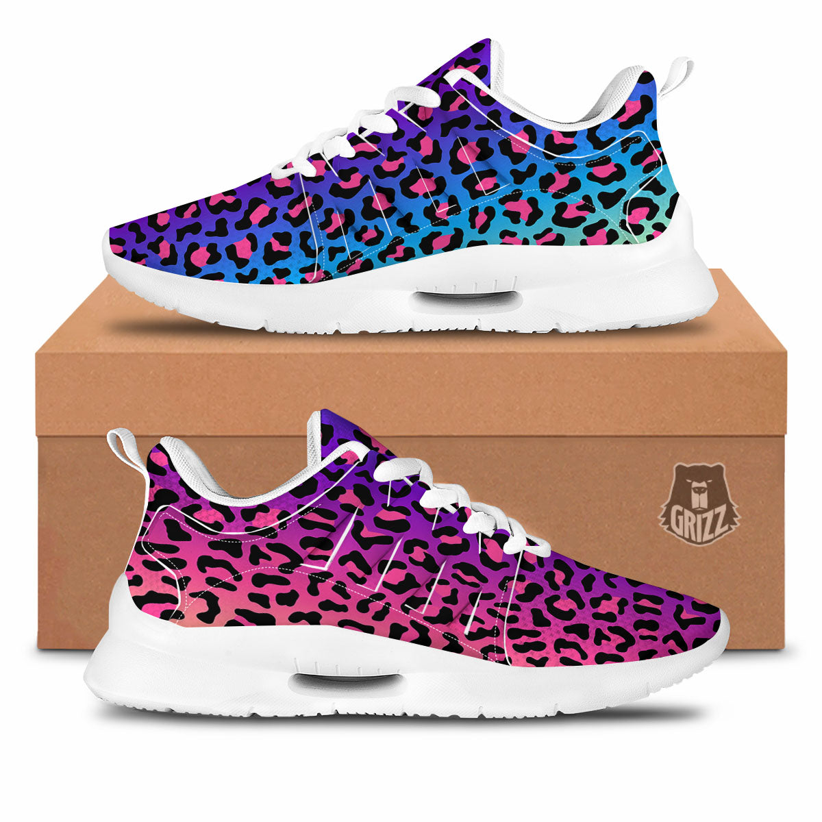 Leopard Rainbow Print Tennis Shoes-grizzshop