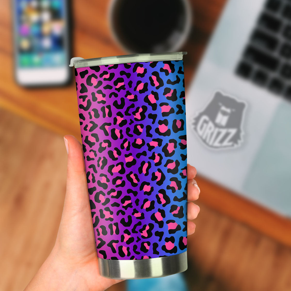 Leopard Rainbow Print Tumbler-grizzshop
