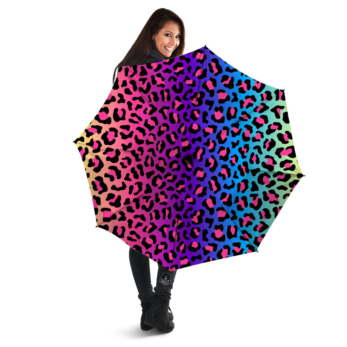 Leopard Rainbow Print Umbrella-grizzshop