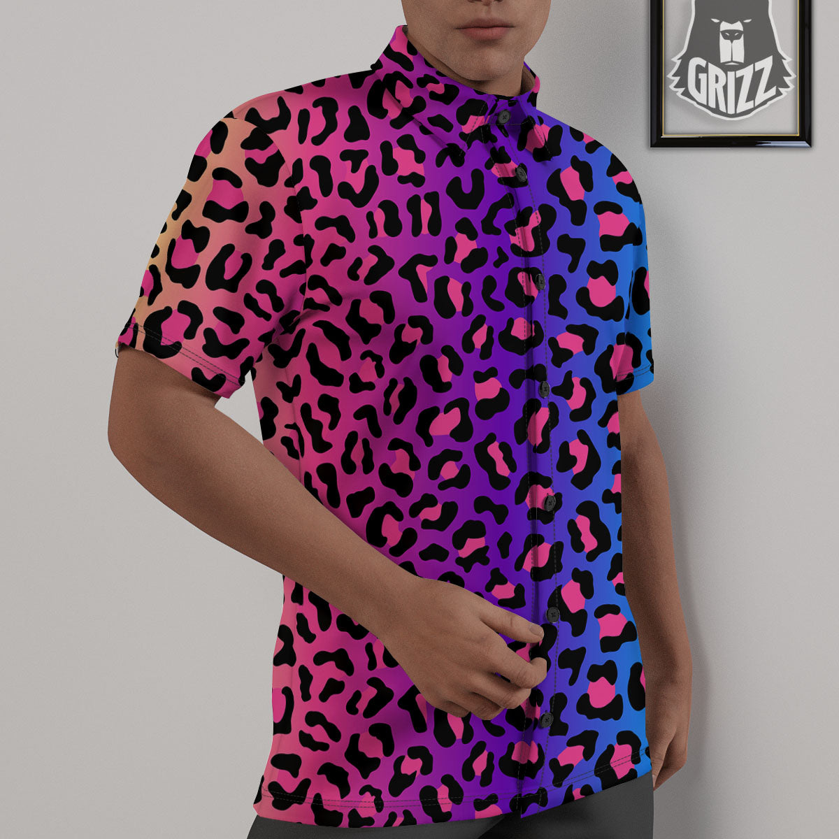Leopard Rainbow Print Untucked Shirts-grizzshop