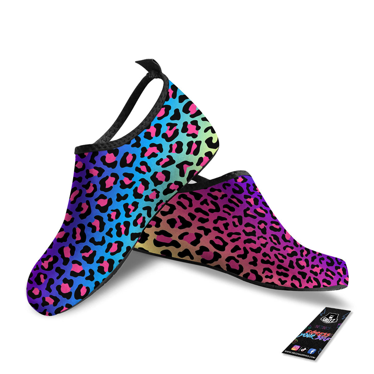 Leopard Rainbow Print Water Shoes-grizzshop