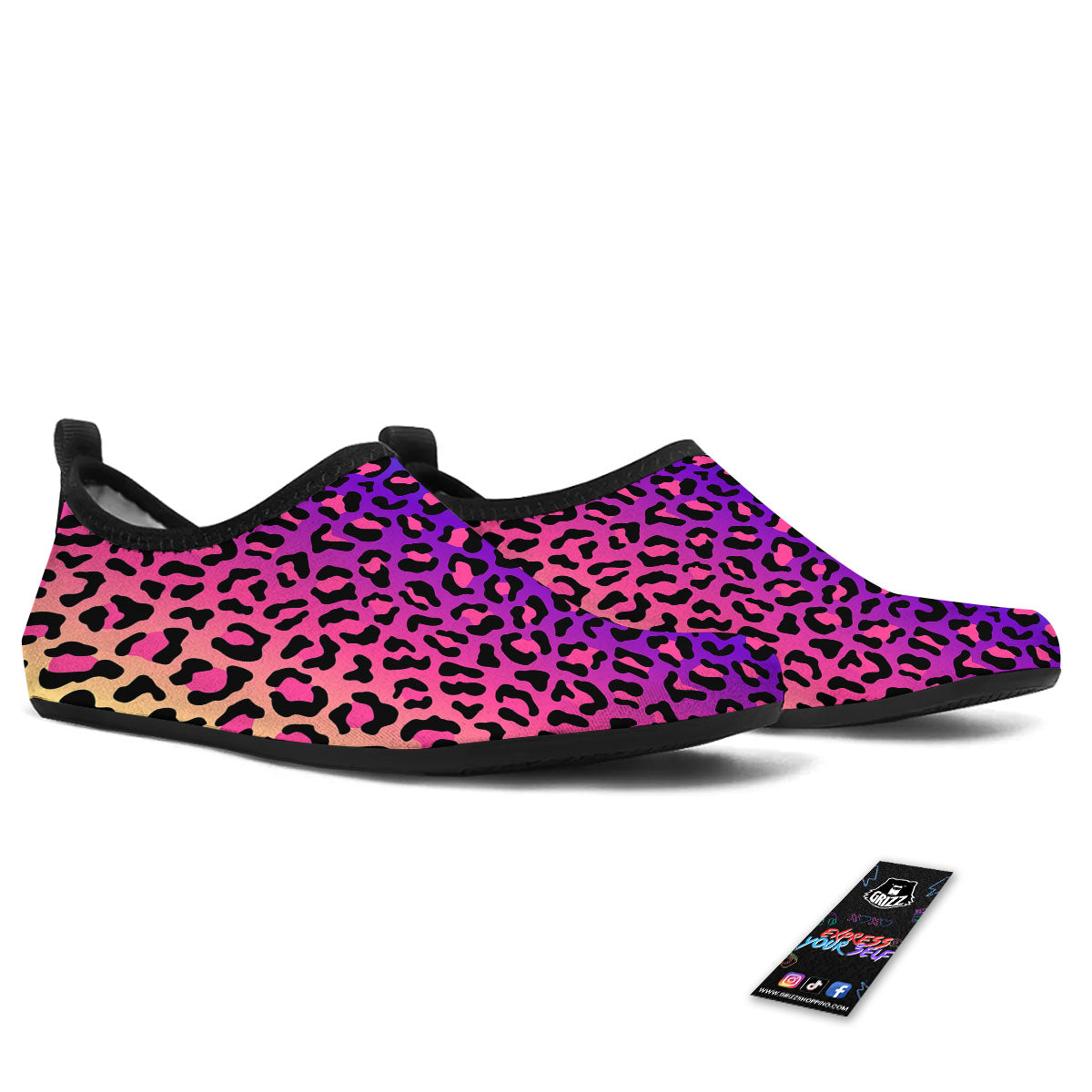 Leopard Rainbow Print Water Shoes-grizzshop