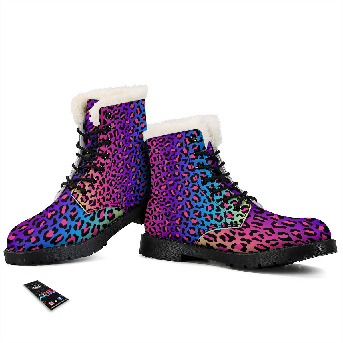 Leopard Rainbow Print Winter Boots-grizzshop