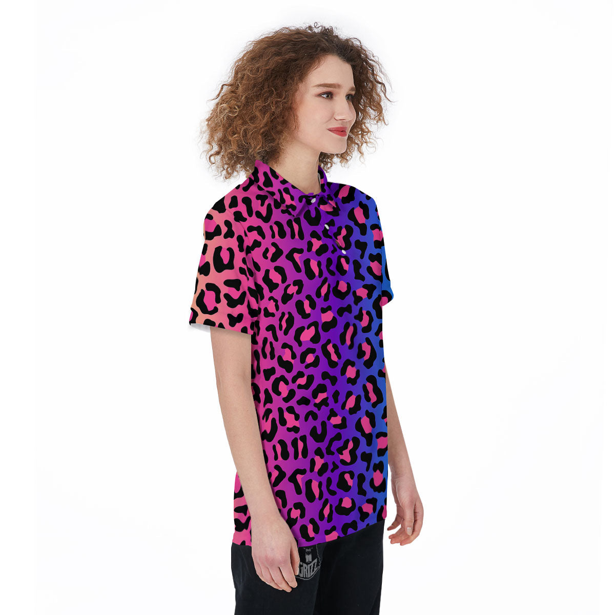 Leopard Rainbow Print Women's Golf Shirts-grizzshop