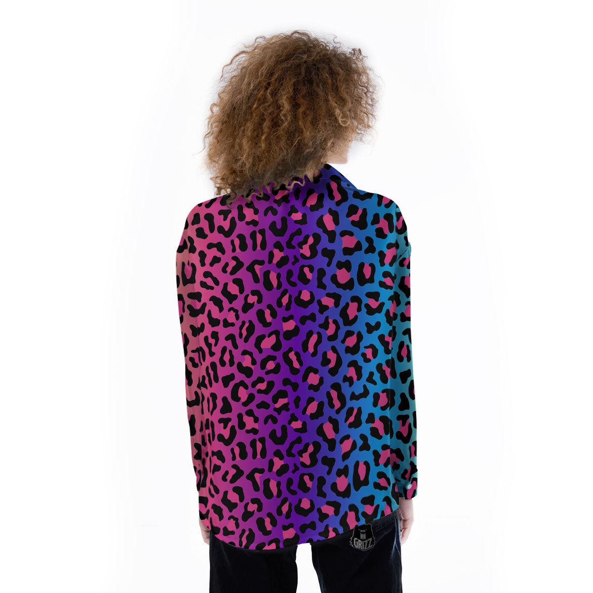 Leopard Rainbow Print Women's Long Sleeve Shirts-grizzshop