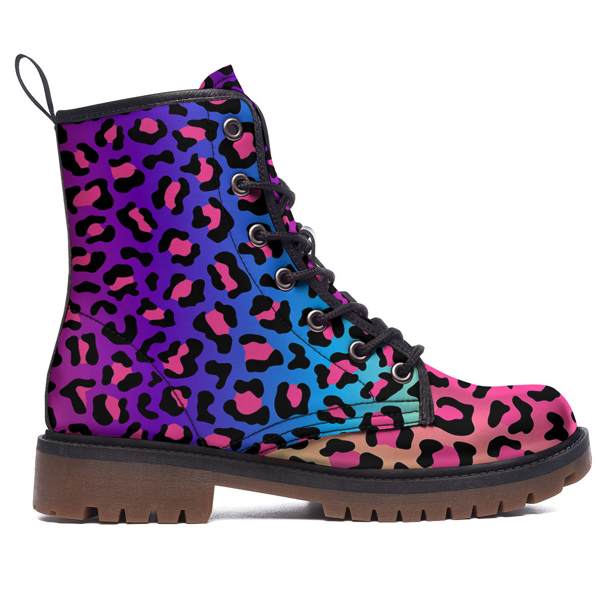 Leopard Rainbow Print Work Boots-grizzshop