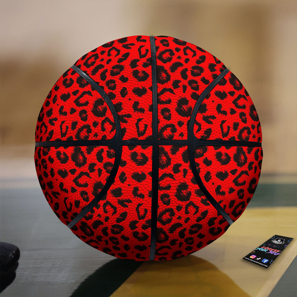 Leopard Red Print Pattern Basketball-grizzshop