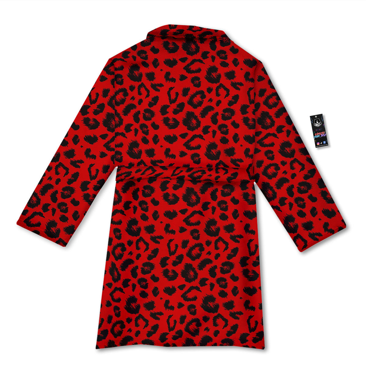 Leopard Red Print Pattern Bathrobe-grizzshop