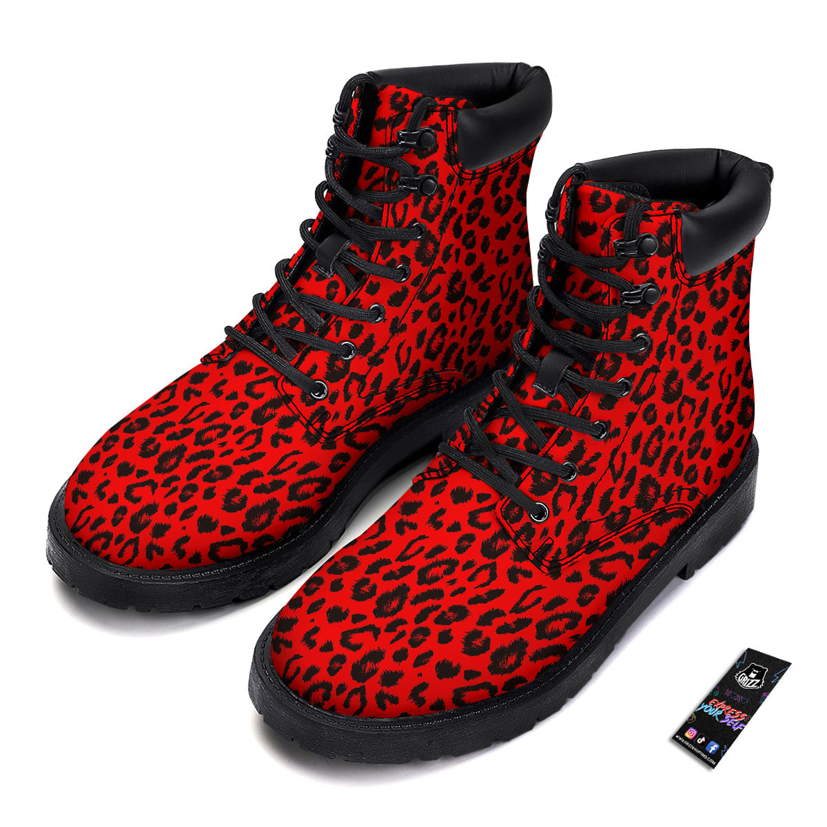 Leopard Red Print Pattern Boots-grizzshop