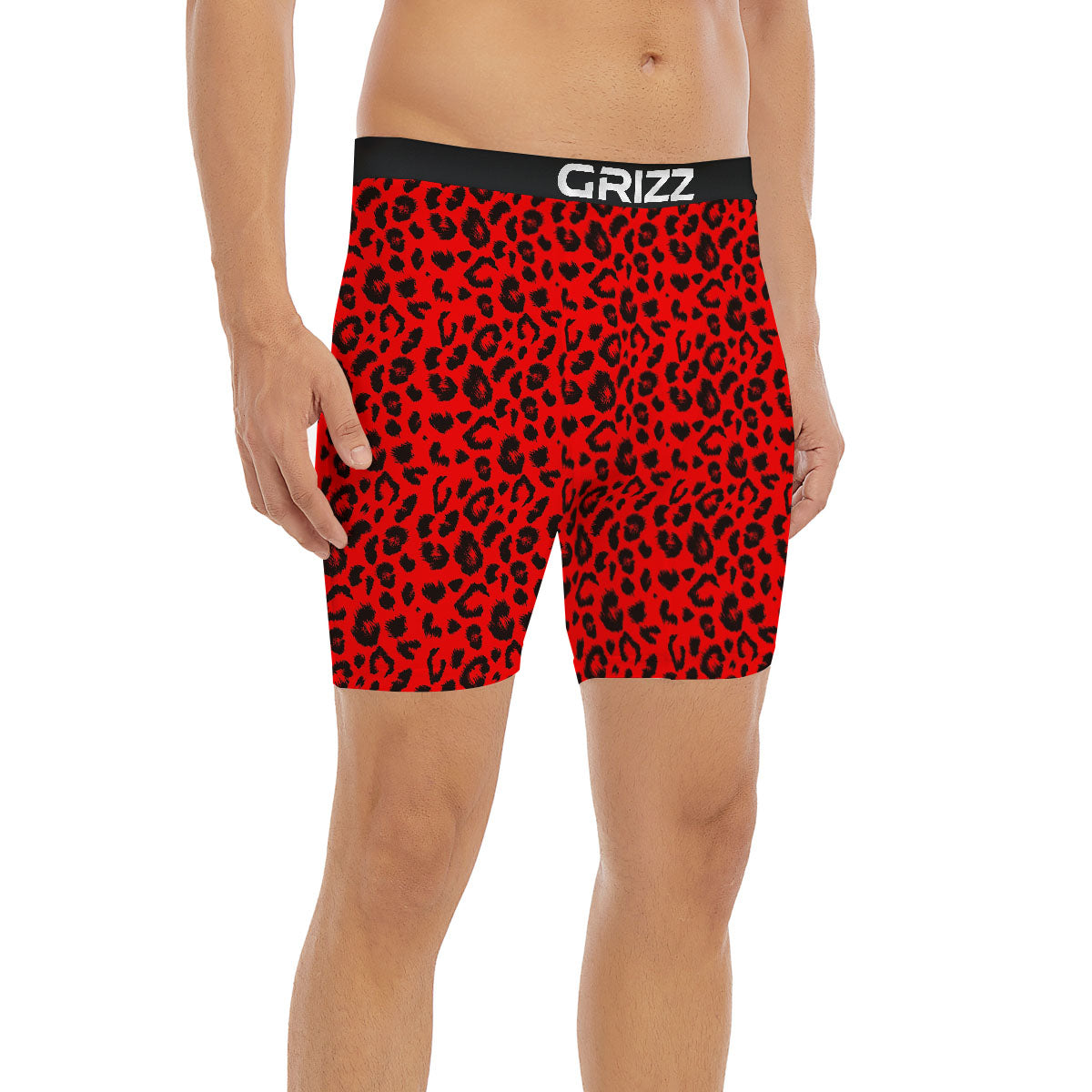 Leopard Red Print Pattern Boxer Briefs-grizzshop