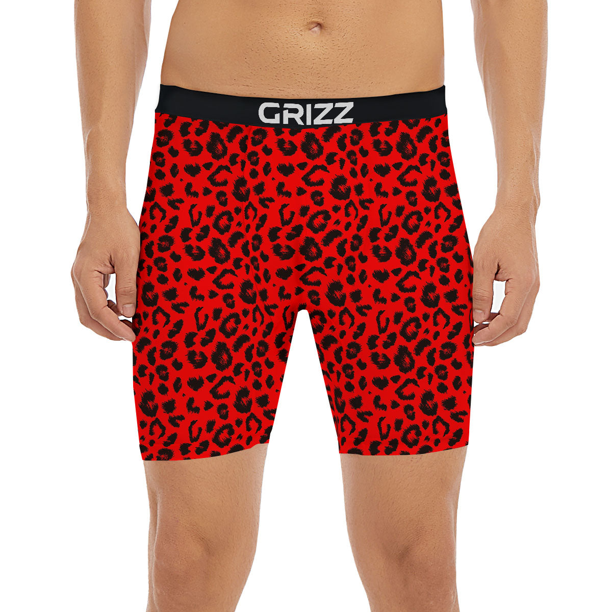 Leopard Red Print Pattern Boxer Briefs-grizzshop