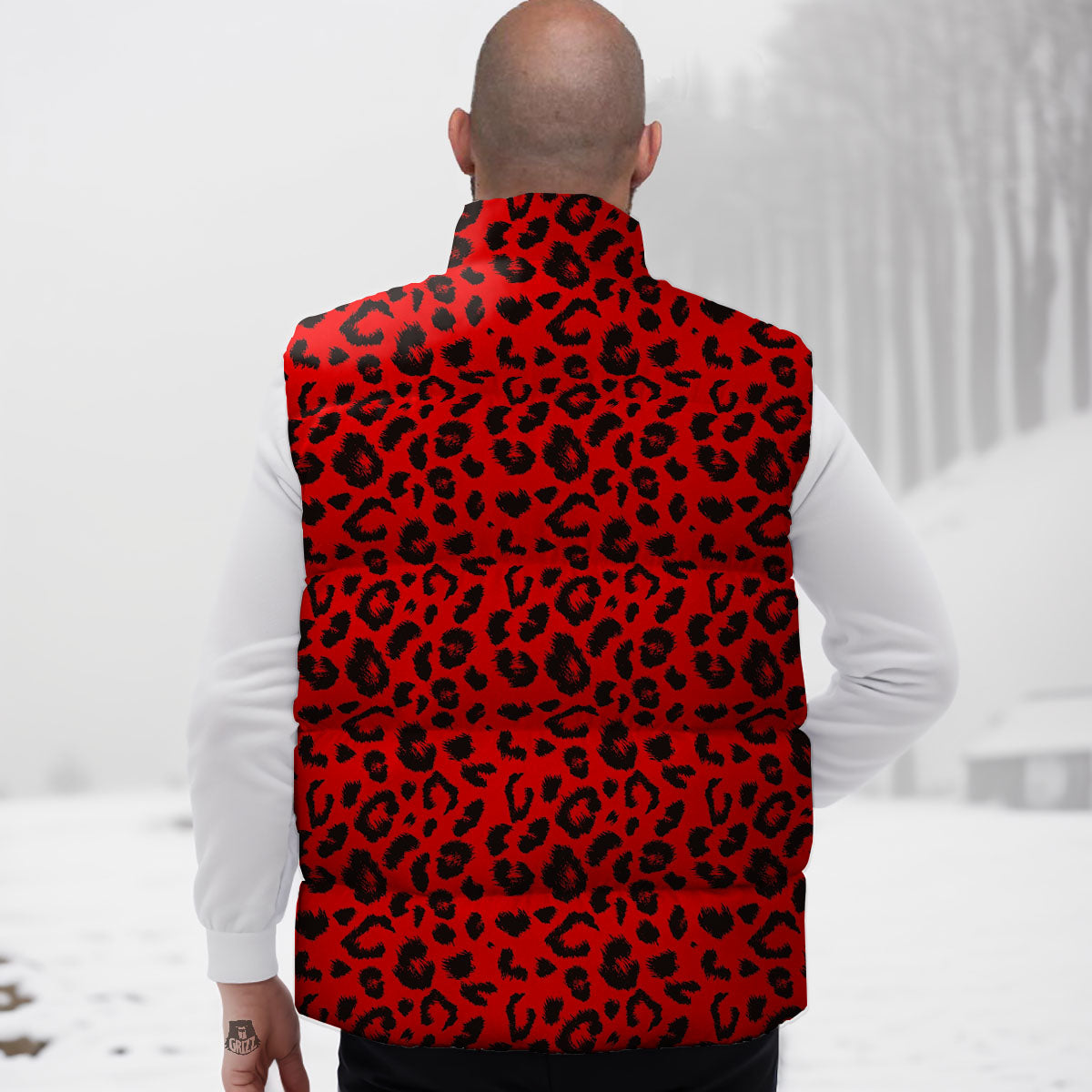 Leopard Red Print Pattern Down Vest