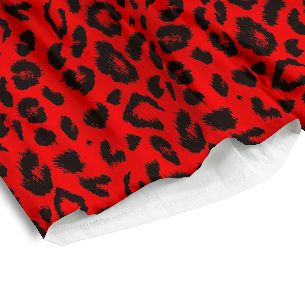 Leopard Red Print Pattern Men's Athletic Shorts