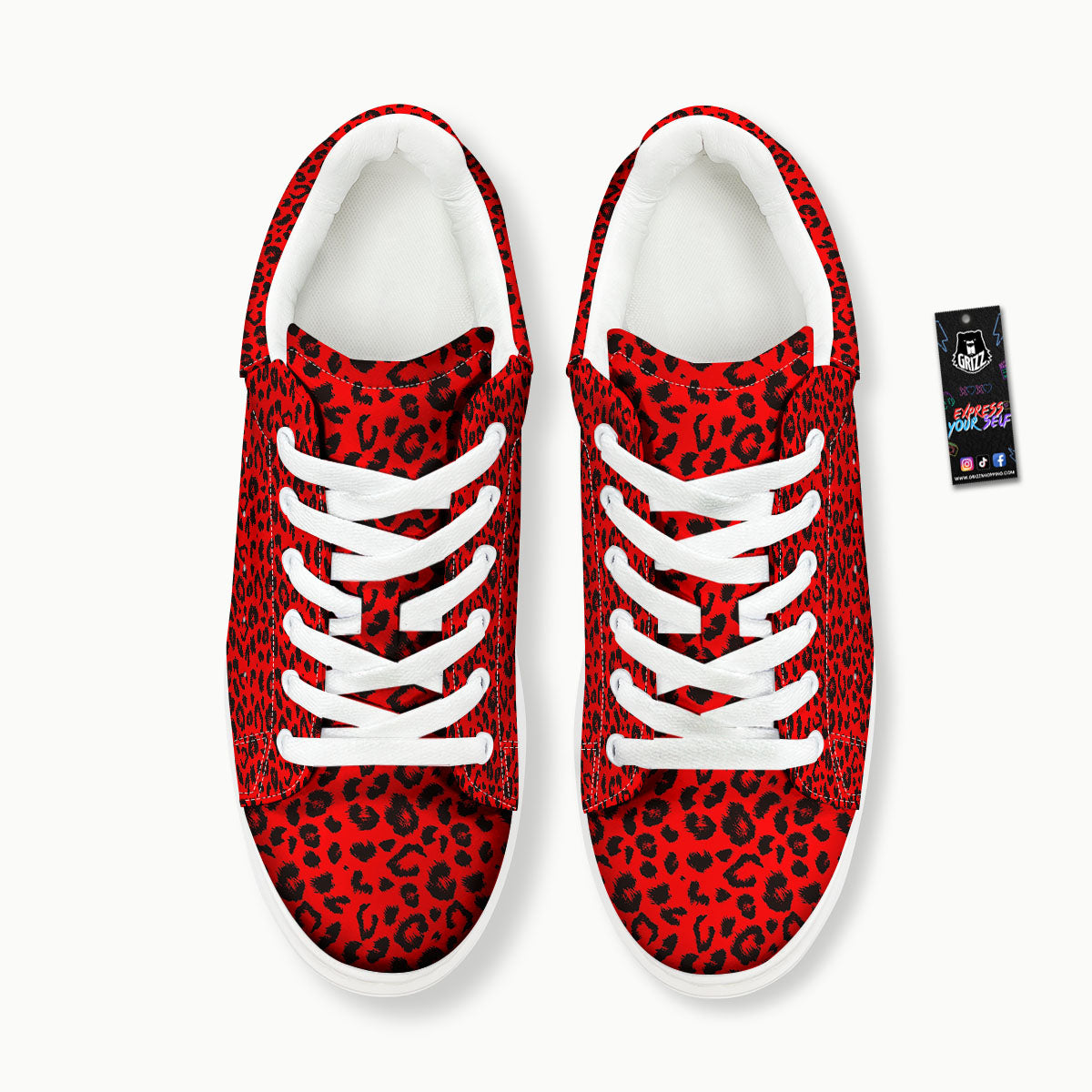 Leopard Red Print Pattern Platform Shoes-grizzshop