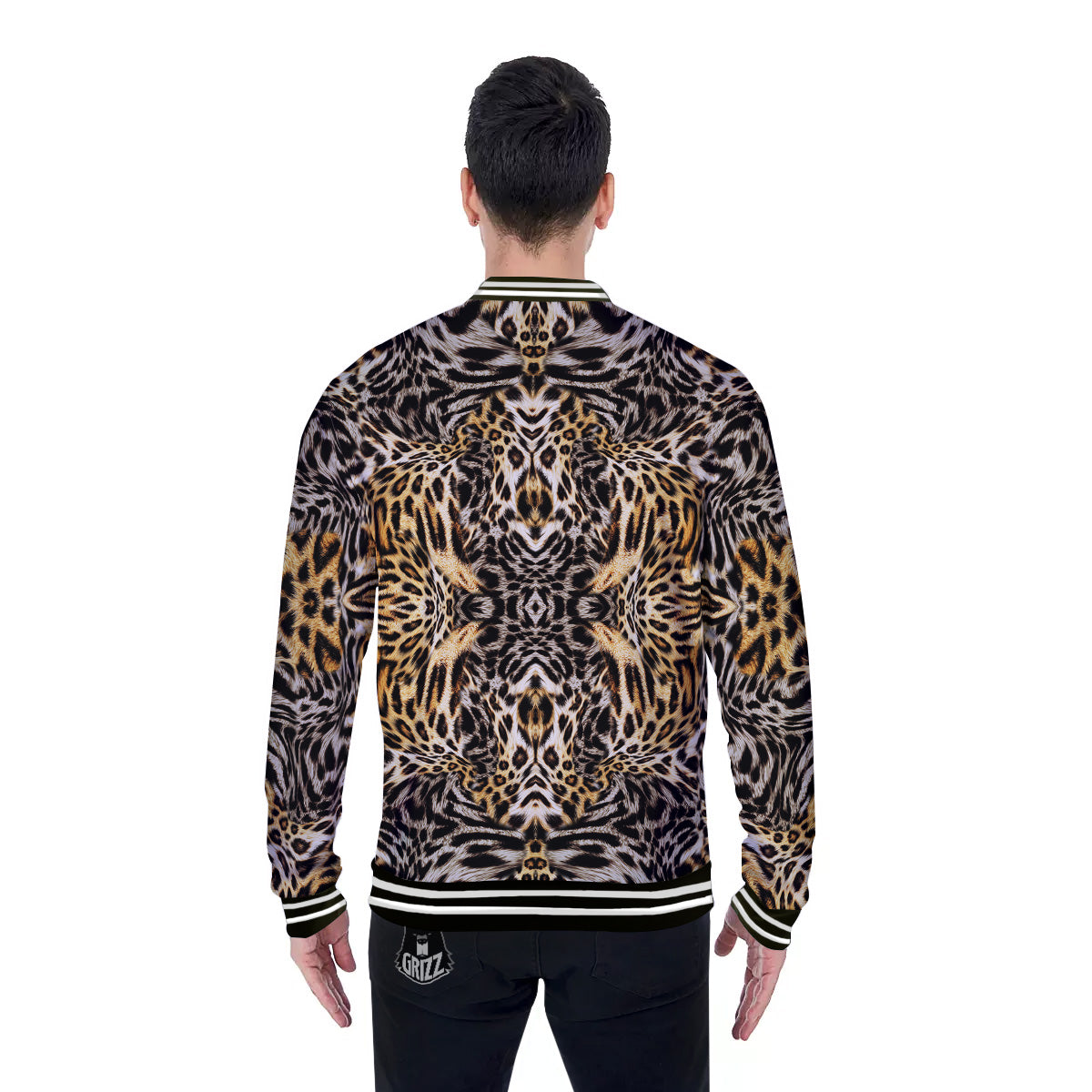 Leopard Skin Texture Print Pattern Baseball Jacket-grizzshop