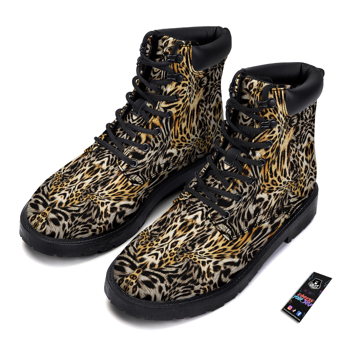 Leopard Skin Texture Print Pattern Boots-grizzshop