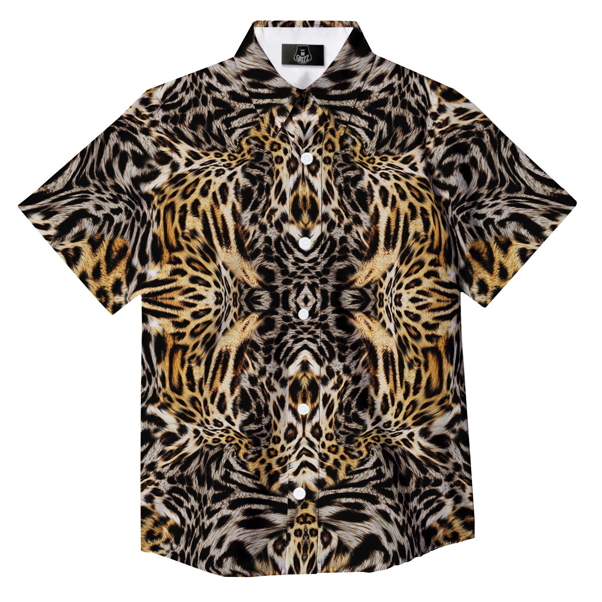 Leopard Skin Texture Print Pattern Button Up Shirt-grizzshop