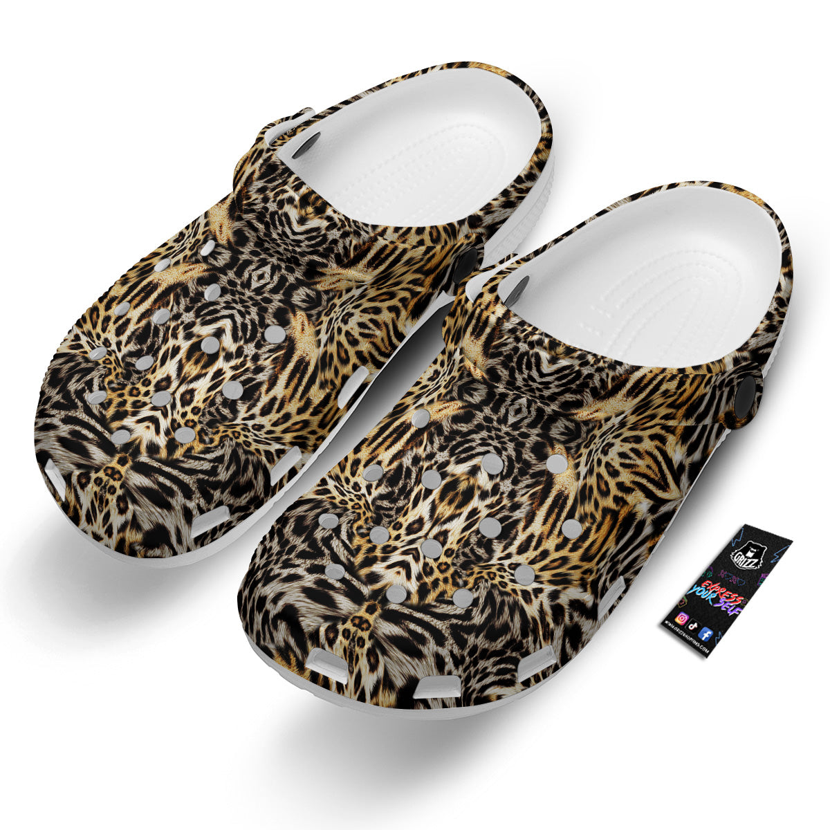 Leopard Skin Texture Print Pattern Clog-grizzshop