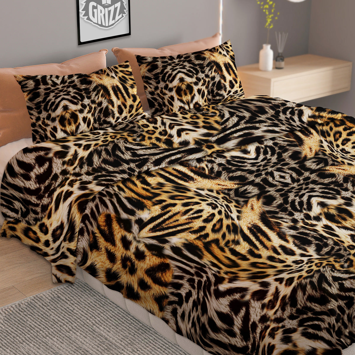 Leopard Skin Texture Print Pattern Duvet Cover Bedding Set