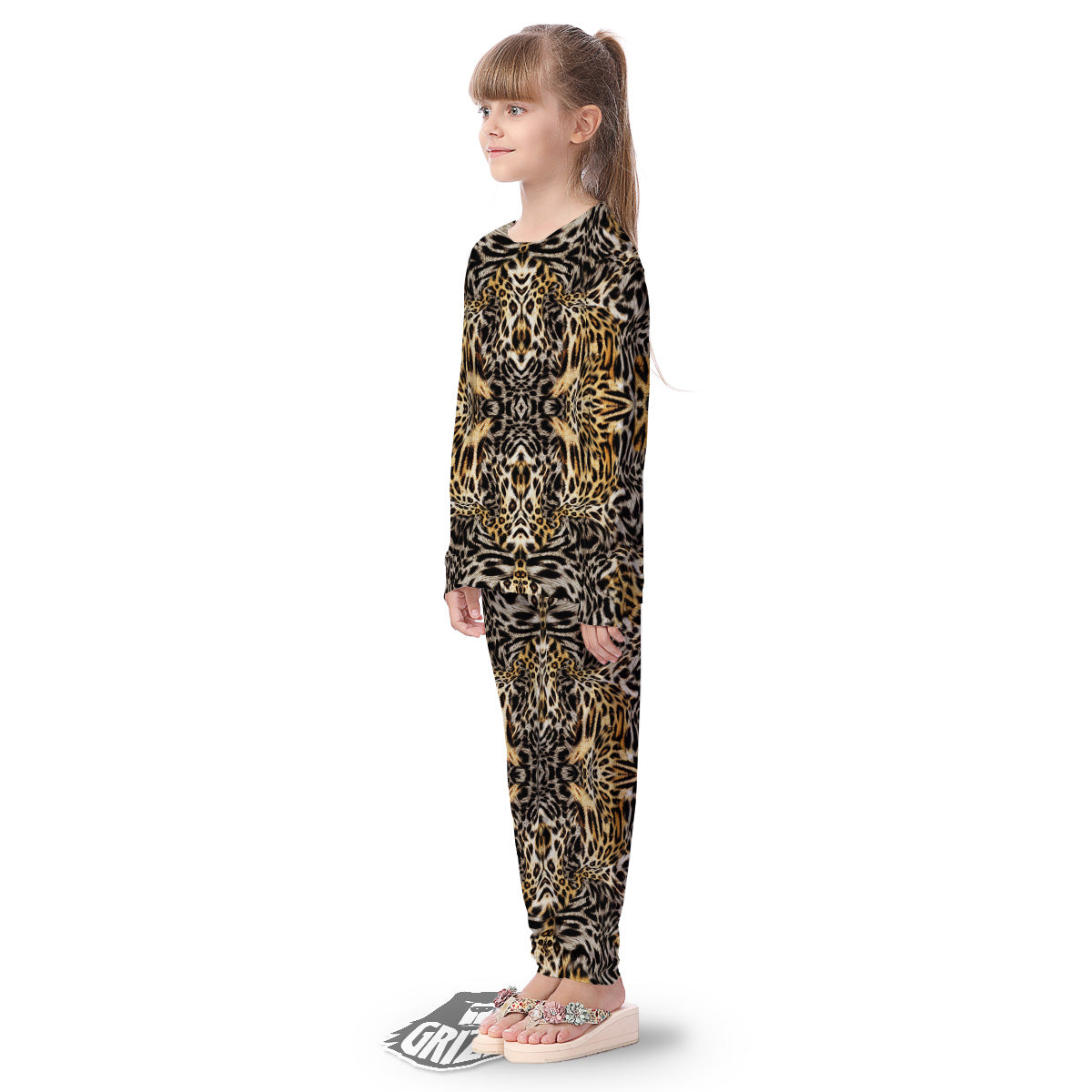 Leopard Skin Texture Print Pattern Kid's Pajamas-grizzshop