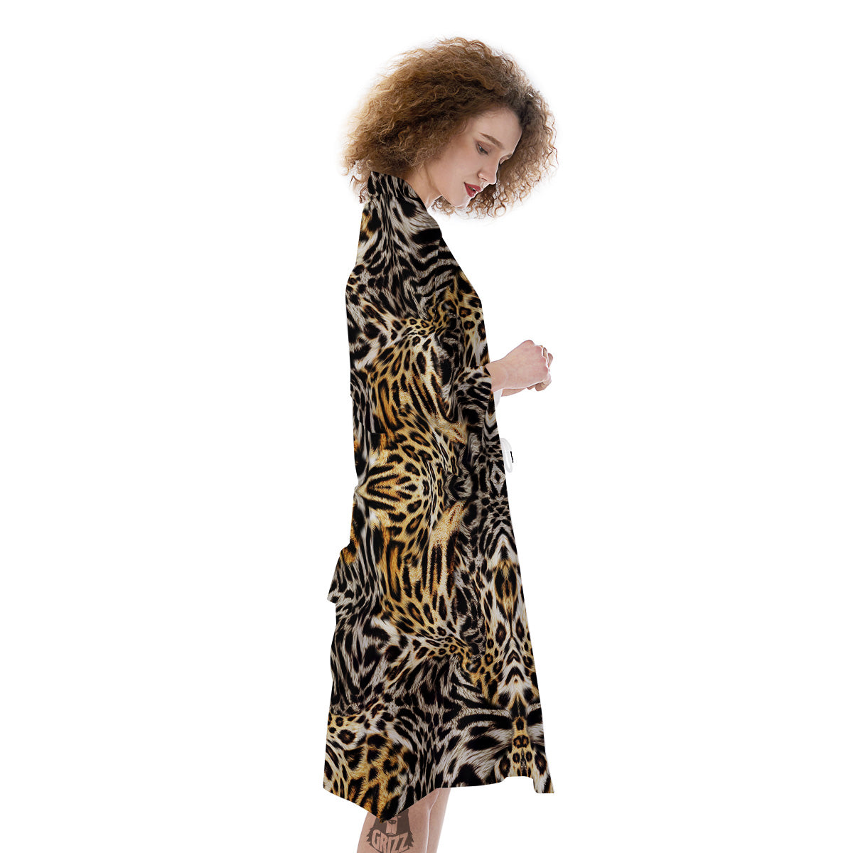Leopard Skin Texture Print Pattern Kimono-grizzshop