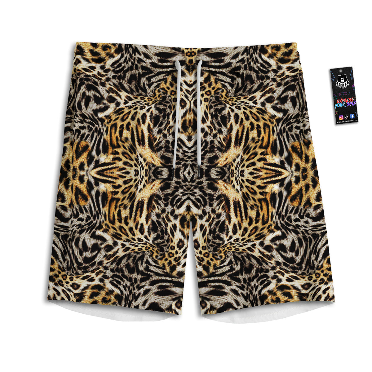 Leopard Skin Texture Print Pattern Men's Athletic Shorts