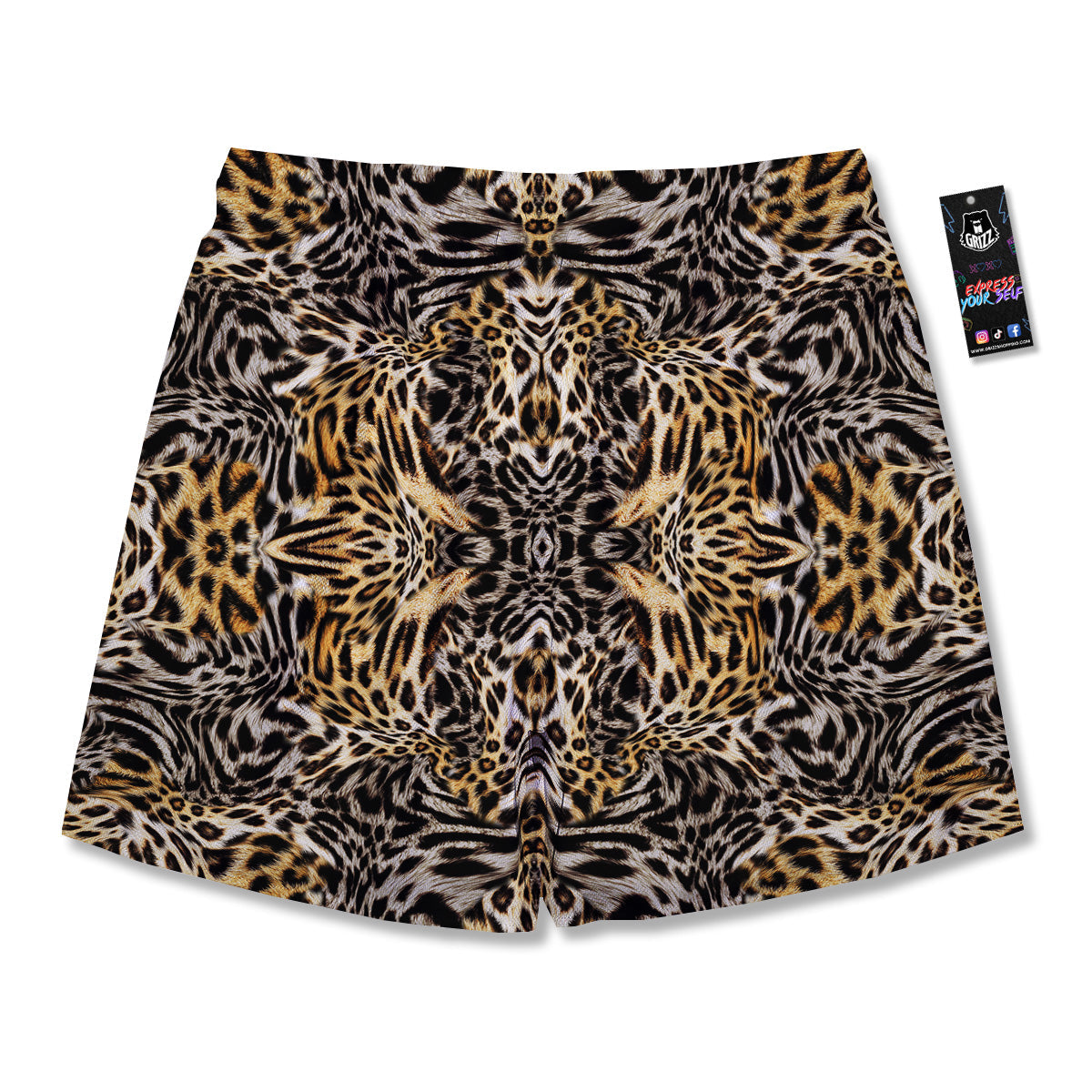 Leopard Skin Texture Print Pattern Men's Running Shorts-grizzshop