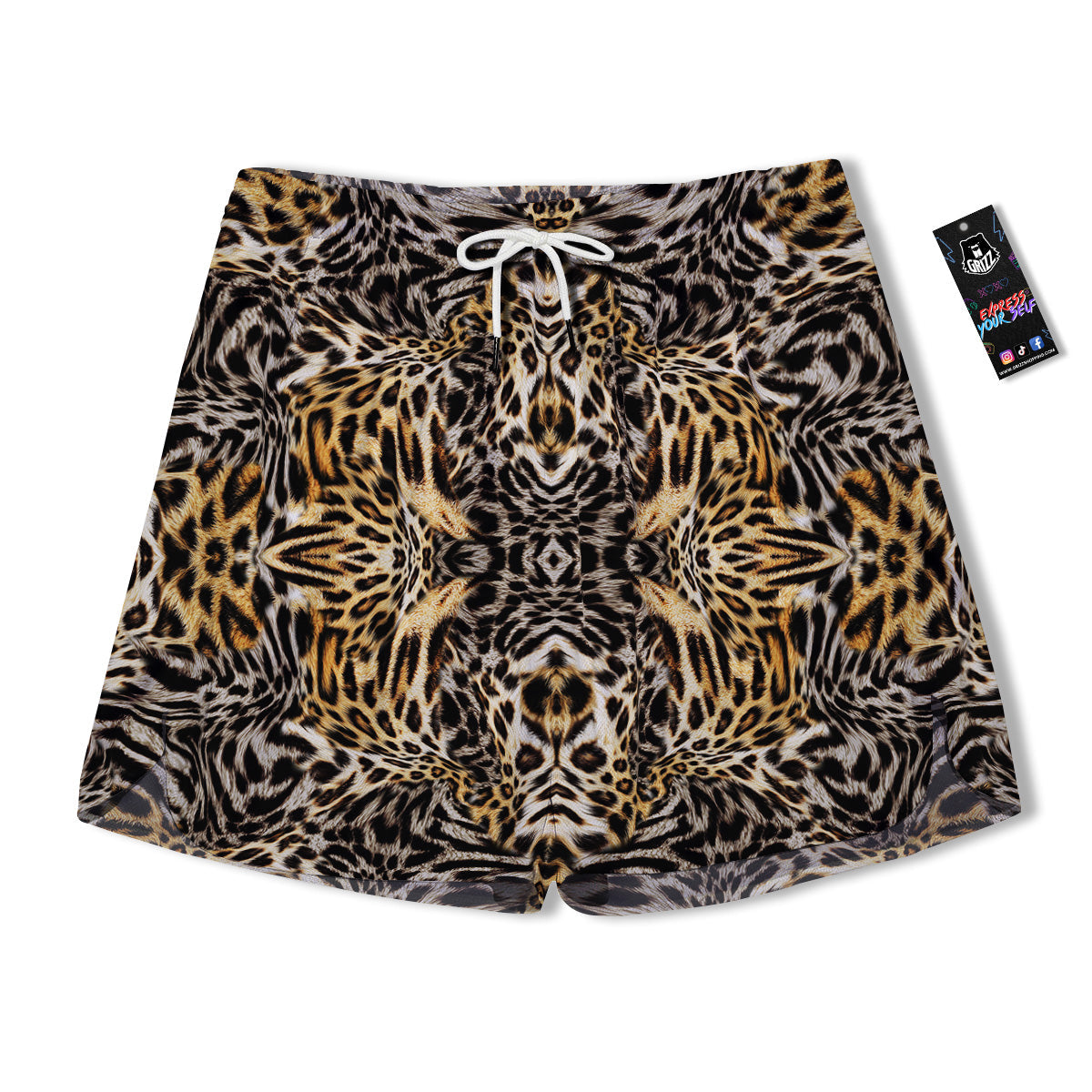 Leopard Skin Texture Print Pattern Men's Running Shorts-grizzshop