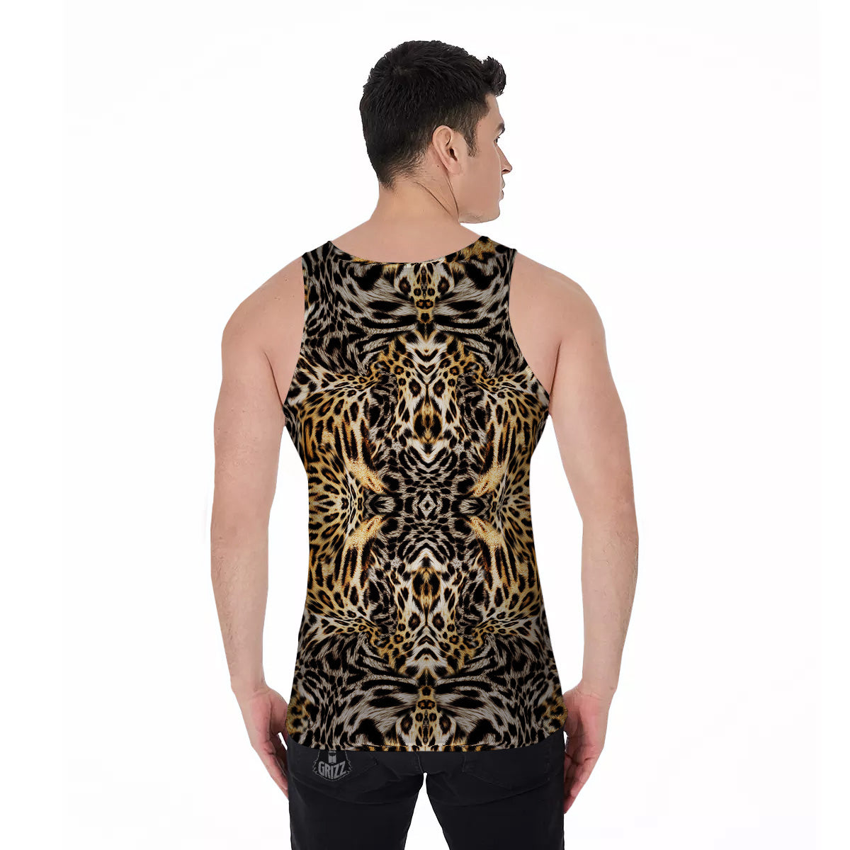 Leopard Skin Texture Print Pattern Men's Tank Top-grizzshop