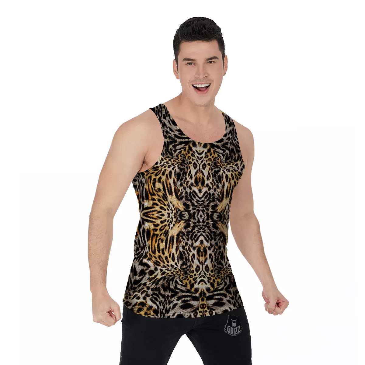 Leopard Skin Texture Print Pattern Men's Tank Top-grizzshop