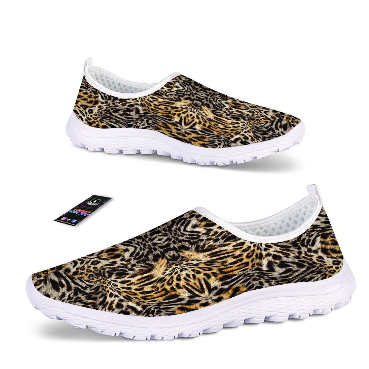 Leopard Skin Texture Print Pattern Nurse Shoes-grizzshop