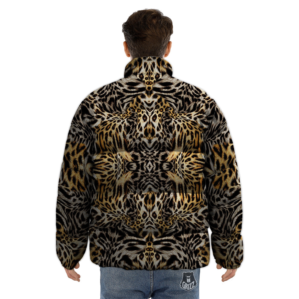 Leopard Skin Texture Print Pattern Puffer Jacket-grizzshop