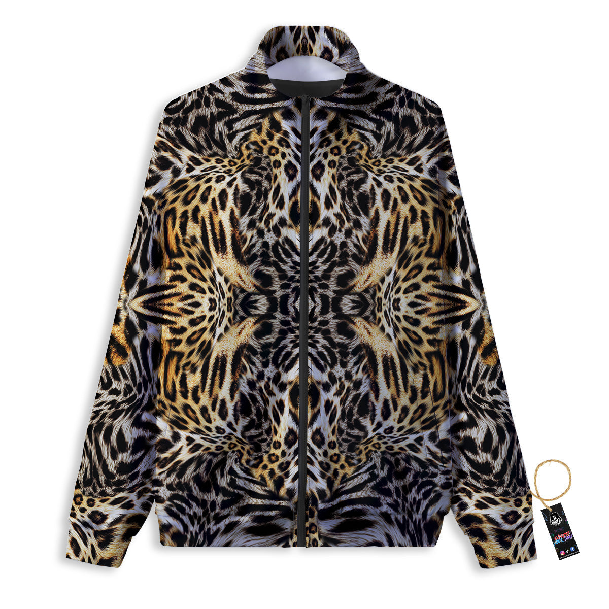 Leopard Skin Texture Print Pattern Track Jacket-grizzshop