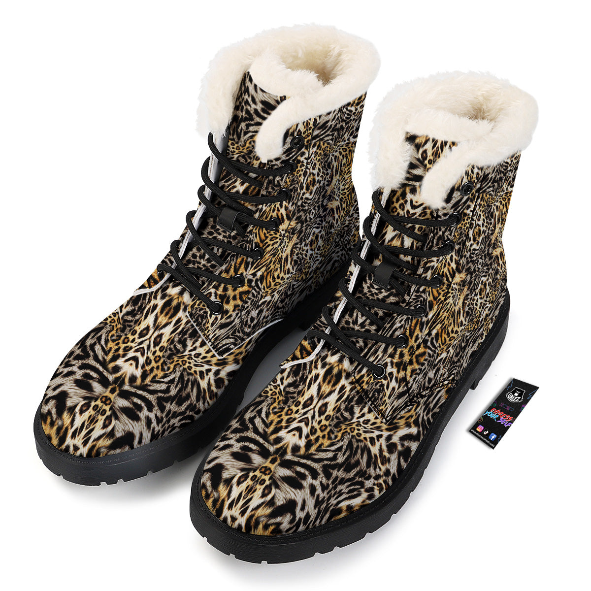 Leopard Skin Texture Print Pattern Winter Boots-grizzshop