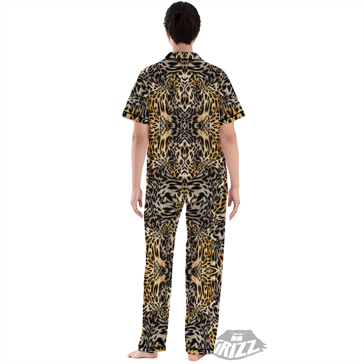 Leopard Skin Texture Print Pattern Women's Pajamas Set-grizzshop