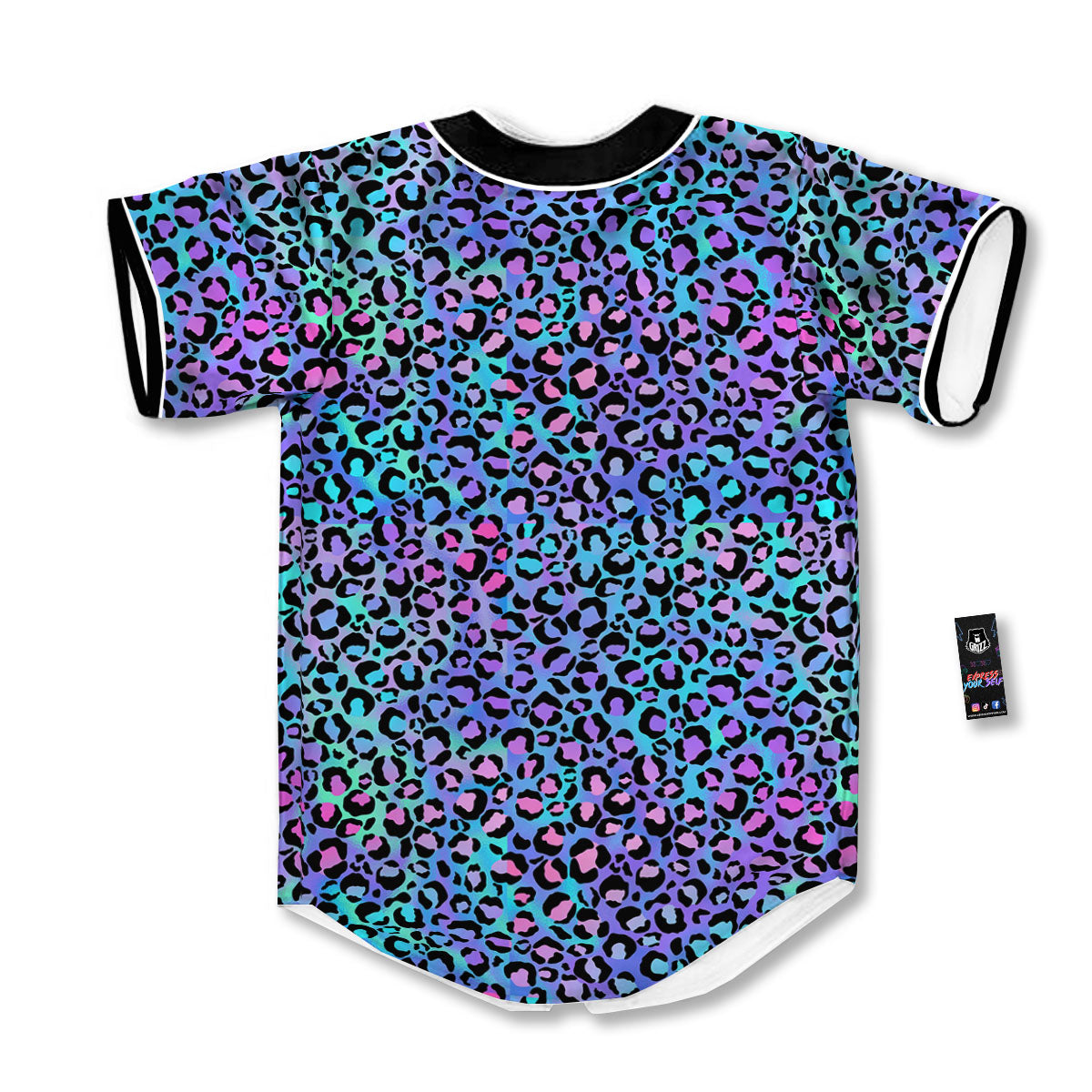 Leopard Teal And Purple Print Pattern Baseball Jersey-grizzshop