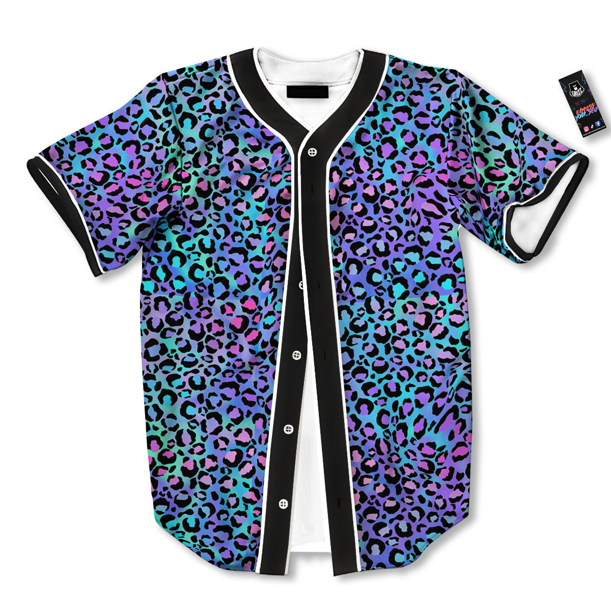 Leopard Teal And Purple Print Pattern Baseball Jersey-grizzshop