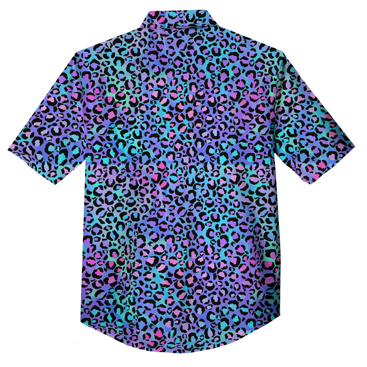 Leopard Teal And Purple Print Pattern Button Up Shirt-grizzshop