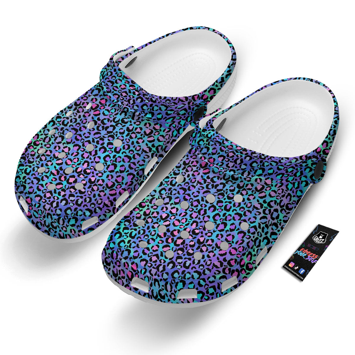 Leopard Teal And Purple Print Pattern Clog-grizzshop