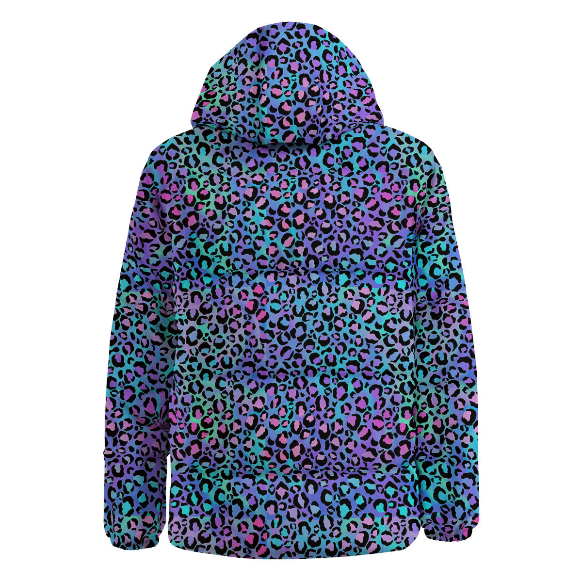 Leopard Teal And Purple Print Pattern Down Jacket-grizzshop