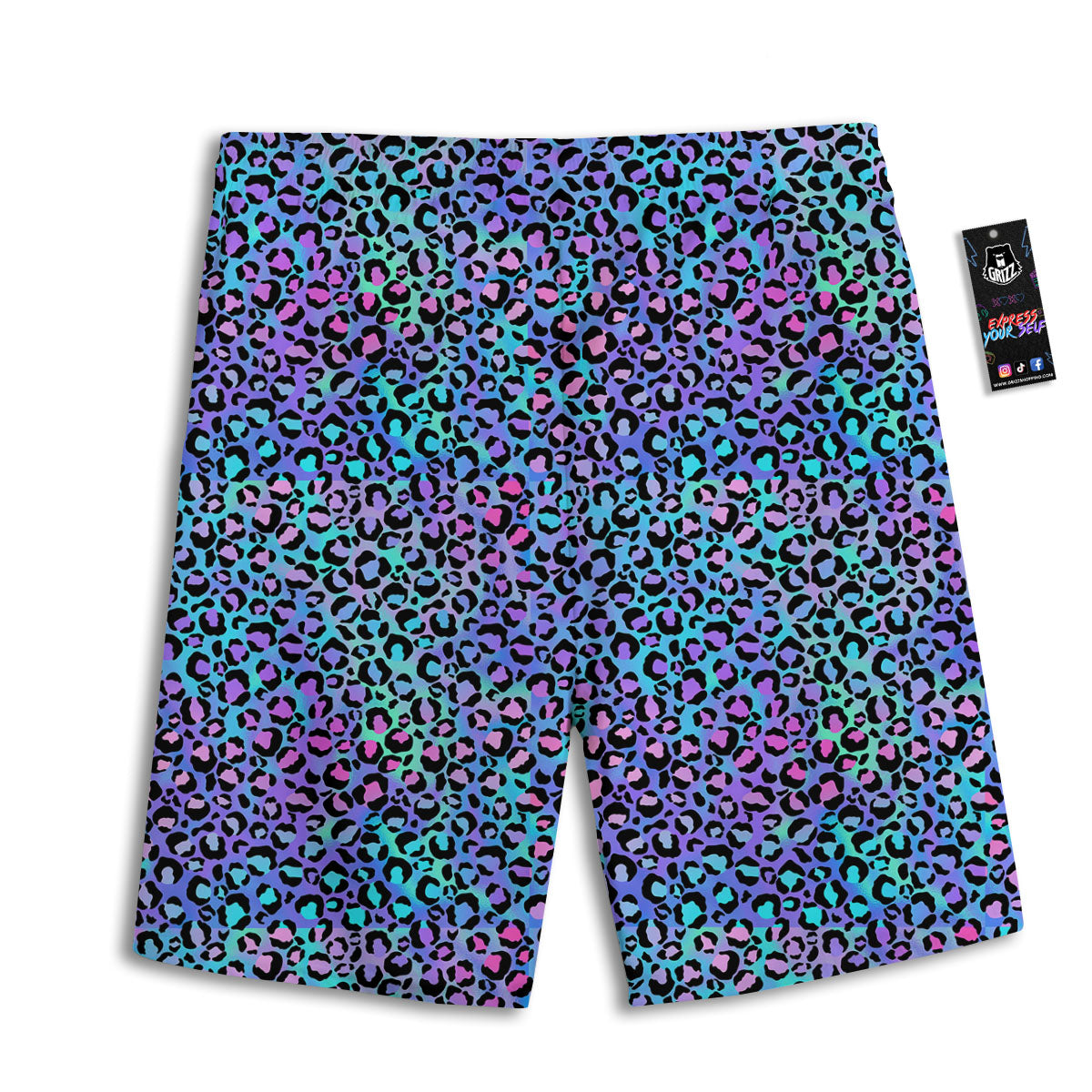 Leopard Teal And Purple Print Pattern Men's Athletic Shorts