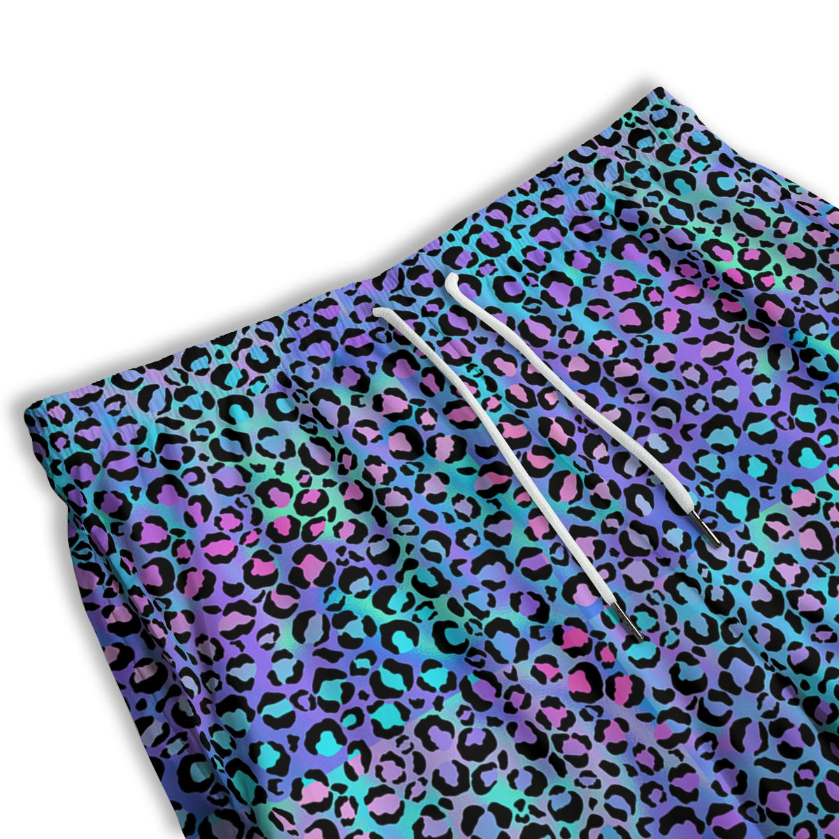 Leopard Teal And Purple Print Pattern Men's Athletic Shorts