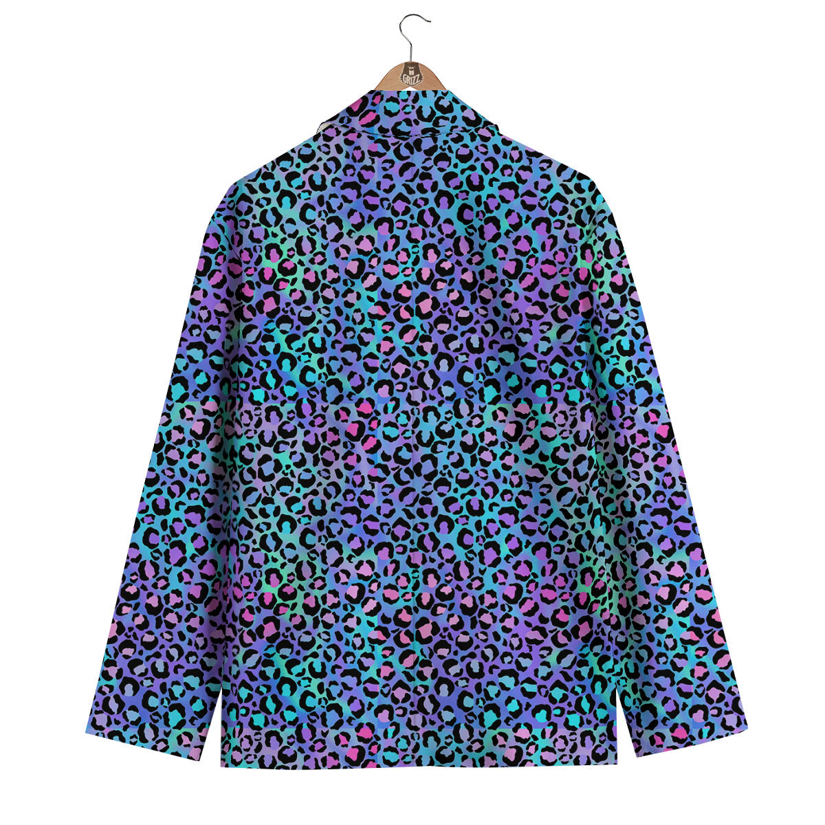 Leopard Teal And Purple Print Pattern Men's Blazer-grizzshop