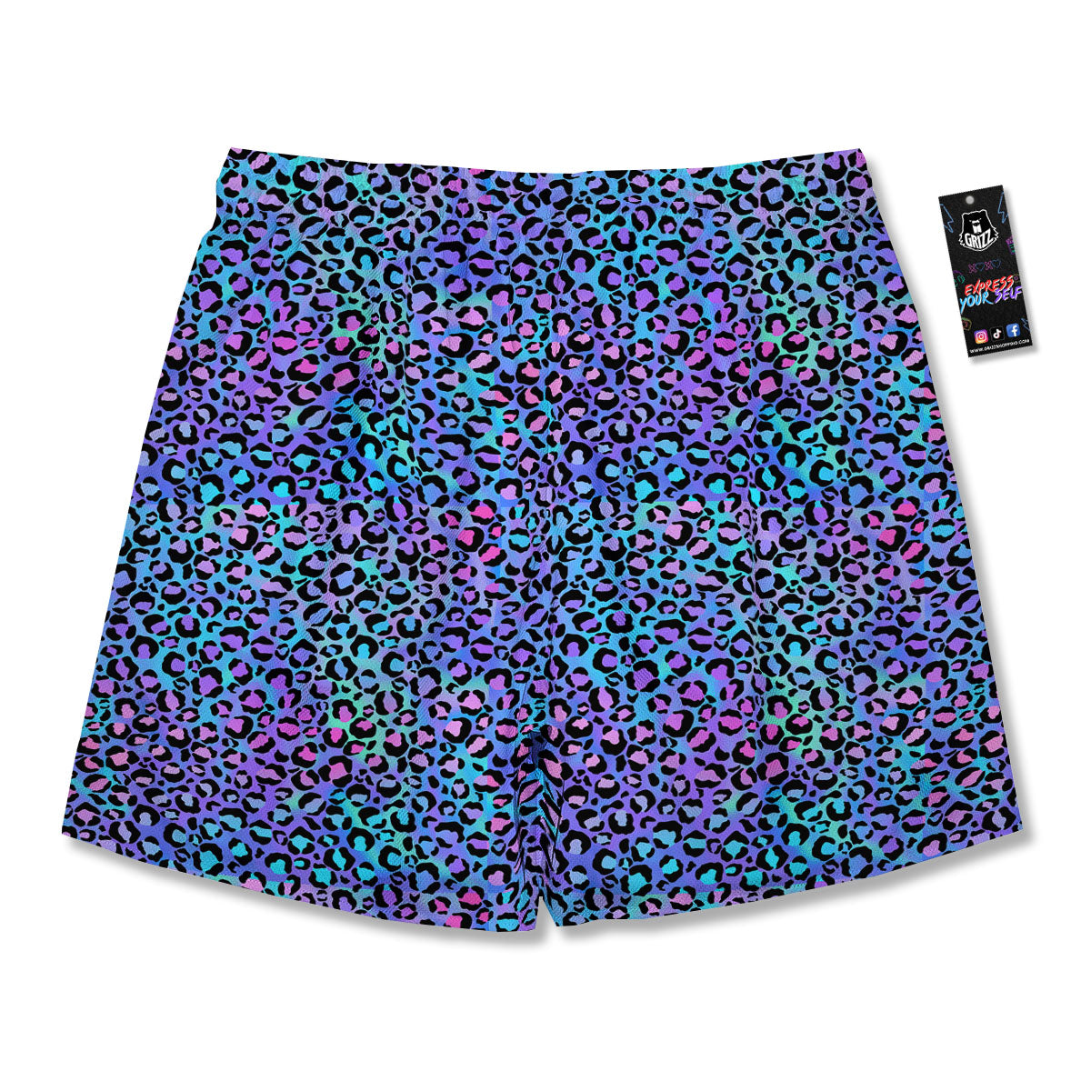 Leopard Teal And Purple Print Pattern Men's Running Shorts-grizzshop