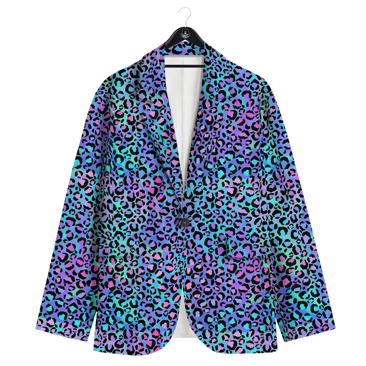 Leopard Teal And Purple Print Pattern Men's Sport Coat-grizzshop