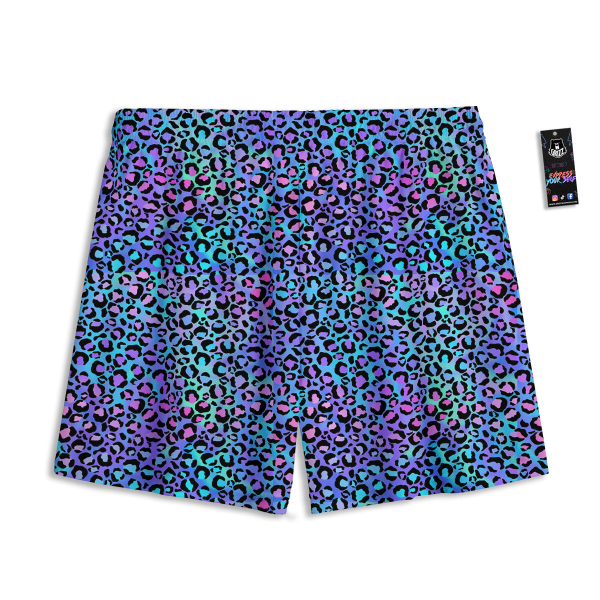 Leopard Teal And Purple Print Pattern Mesh Shorts